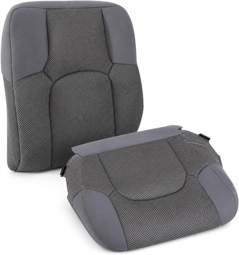 NLQR Front Driver Side Bottom and Top Back Replacement Seat Covers Cloth Gray Compatible with Nissan Frontier SV Crew Cab 2015 2016 2017 2018 2019 2020