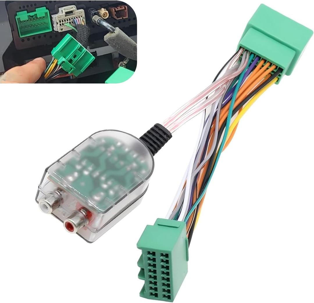 Subwoofer Amplifier Wire Harness, High to Low Wiring Harness Radio System Adapter, Waterproof Plug and Play RCA Converter, Compatible with GMC Chevrolet (Multicolored)
