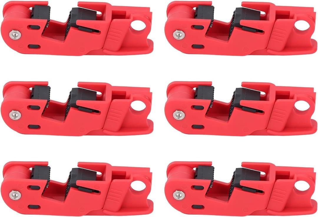 6Pcs Grip Style Circuit Breaker Lockout Device Serrated Jaws Breaker Lock Out Tool for Electrician Maintenance for Loto Station Lock Out Tag Out Set 12mm