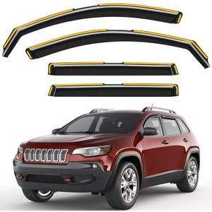 in-Channel Window Rain Guards Fit for Jeep Cherokee 2014-2023, Extra Durable Window Visors Window Deflectors Vent Visors Vent Shades Car Accessories-4 pcs