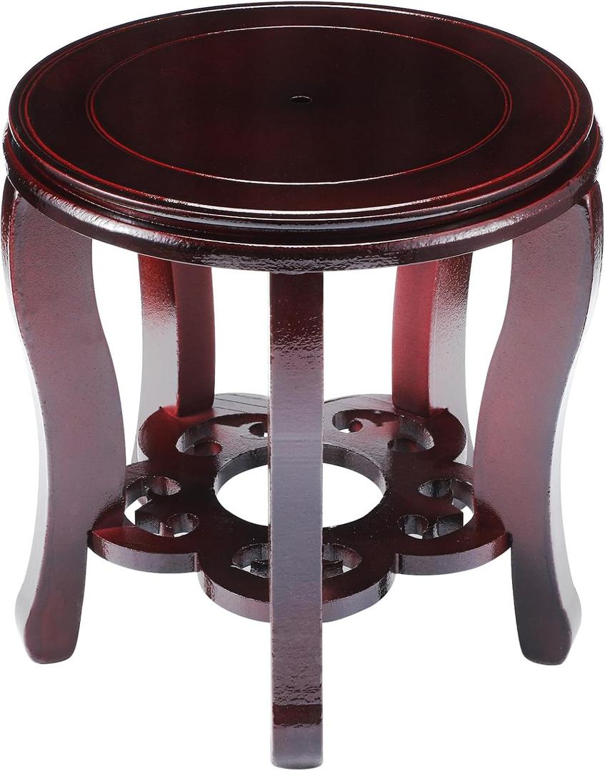 Colingmill 11 Inch Wooden Oriental Plant Stand Chinese Vase Pot Display Stand Round Asian Style Wood Tall Planter Display Fishbowl Fish Tank Traditional Base for Home Indoor Outdoor Decoration