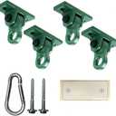 Heavy Duty Green Swing Hangers Screws Bolts Included Over 5000 lb Capacity Playground Porch Yoga Seat Trapeze Wooden Sets Indoor Outdoor (4 Pack) (4 Packs, 4 Packs Green)
