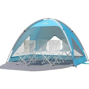 Wolfwise Large Beach Tent Sun Shelter for 3-4 Person, UPF 50+ UV Protection Beach Shade Tent, Portable and Easy Setup Cool Cabana with Privacy & Ventilation Window, 95 ″x65″x55″, Blue