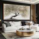 SDYA Nature Pictures Wall Decor Botanical Picture Prints 29"x58" Large Canvas Wall Art for Living Room Grey and Gold Artwork for Dining Room