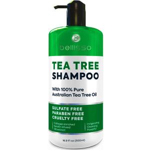 Tea Tree Oil Shampoo - Sulfate and Paraben Free with Collagen Keratin - Ideal for Women and Men with Oily Hair and Scalp Buildup - Anti Dandruff Treatment for Itchy, Dry Scalps  Salon Grade Products