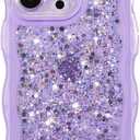 ZTOFERA for iPhone 12 Pro Max Case 6.7", Cute Curly Wavy Design with Glitter Sequins,Luxury Aesthetic Bling Sparkly Shockproof Protective Phone Case for iPhone 12 Pro Max-Glitter Purple