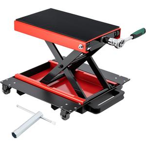 CXRCY1200 LBS Motorcycle Jack with Dolly, Motorcycle Lift Scissor Jack Upgraded Dirt Bike ATV Steel Motorcycle Hoist Stand with Ratchet Wrench,Crank Handle,Thickened Rubber Pad,Wide Deck
