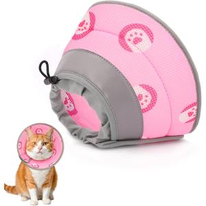 Cat Cone Collar Soft Elizabethan Collar for Surgery Recovery - Adjustable for Small and Large Cats Kittens to Stop Licking, Pink, M (Neck 7"-9")