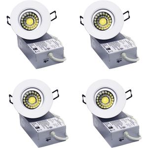 YUURTA 3-Inch 8W Recessed Ceiling 360 Rotation LED Eyeball Gimbal Downlight (Pot Light) 120V Dimmable ETL Listed IC Rated Color Selectable: 2700K/3000K/3500K/4000K/5000K (White, 4-Pack)