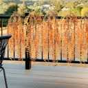 Artificial Fake Hanging Plants Flowers Basket for Outdoor Outside Porch Fall Decoration,2 Pack Faux Silk Long Vines UV Resistant Look Real for Home Patio Balcony Wall Yard Autumn Decor