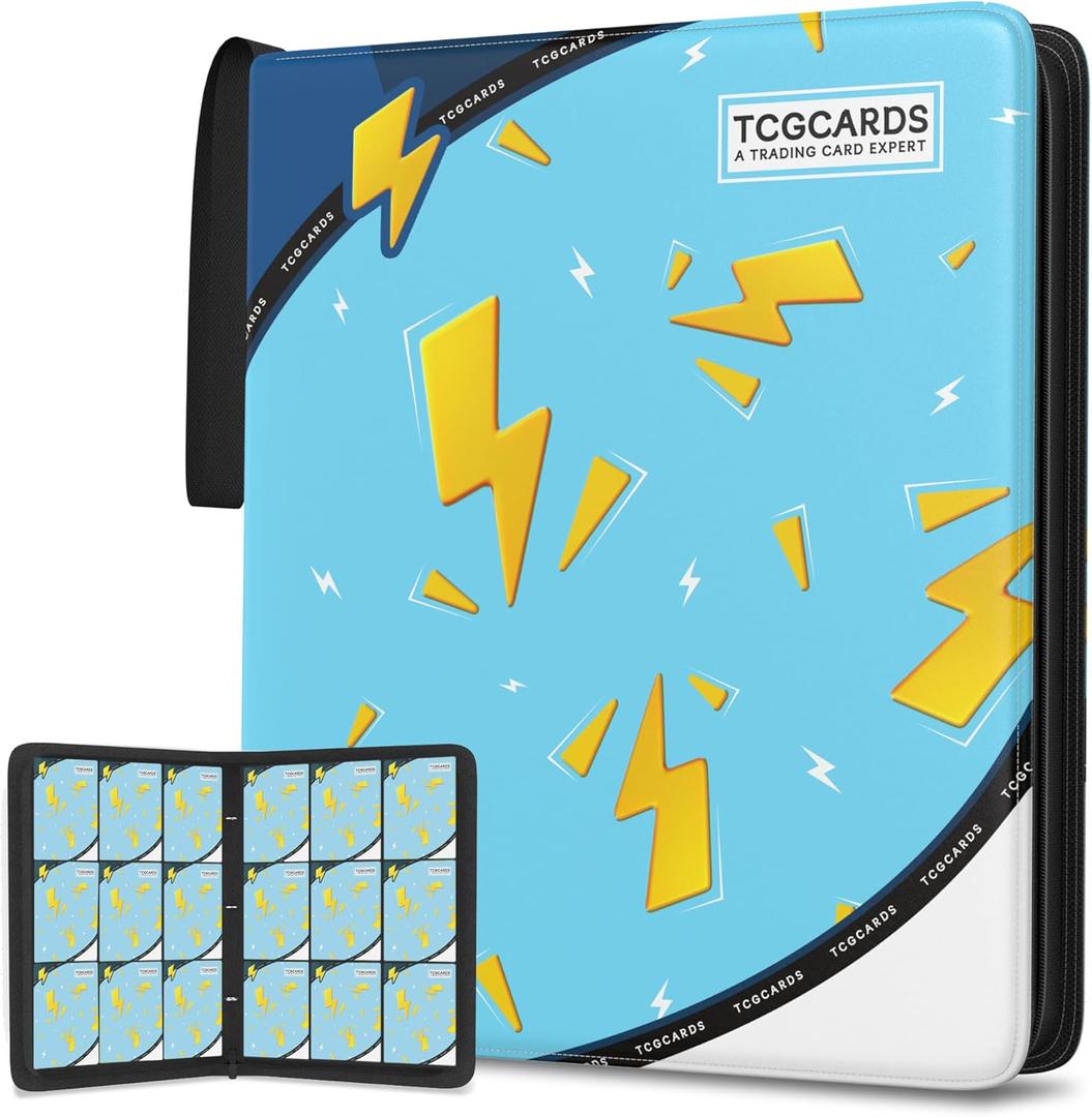 Trading Card Binder 9 Pocket,Card Binder 900 Pockets,Card Book Holder Cards with 50 Removable Sleeves,3-Ring Zip Design MTG/TCG/Sport Collectible Trading Card Albums Gifts for Boys and Girls (Blue) (Large)