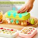 2-in-1 Ice Cube Bottle with Straw, Cool Summer Ice Maker Cup, Ice Cube Tray with Lid and Bin, Zero-Touch Press Design, Leakproof Ice Cube Mold for Freezer, Gym, Home & Travel (Green, 800ML)