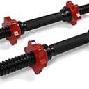 Yes4All Pair of Threaded Dumbbell Handles, Dumbbell Bar with Collars, Chrome/Rubber Grip, Fit 1 Inch Plates, Weight Bar Connector 14 Inches - Black