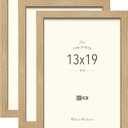 13x19 Picture Frames 3 Pack, Natural Oak Wood Wide Border, for Poster