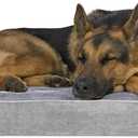 Furhaven Orthopedic Dog Bed for Large Dogs w/ Removable Bolsters & Washable Cover, For Dogs Up to 95 lbs - Faux Fur & Velvet Sofa - Smoke Gray, Jumbo/XL