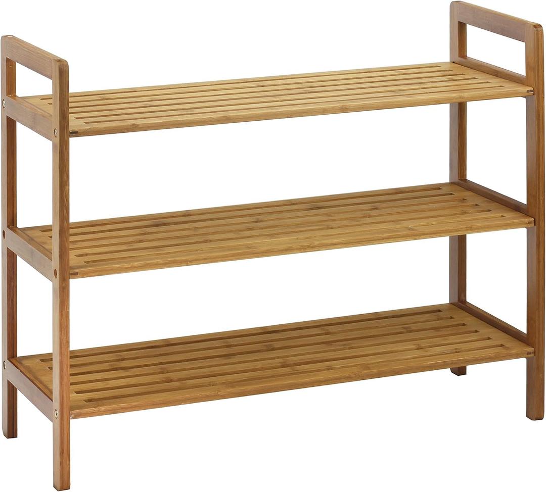 Oceanstar 3-Tier Bamboo Shoe Rack, Natural, 26" W x 23.5" D x 10.7" H