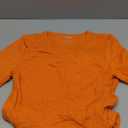 REORIA Women's Crew Neck Long Sleeve Bodysuits Basic Slim Fit Comfy Lightweight Layering Top Fall Winter Outfits (Medium, Orange)