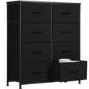 Sweetcrispy 8 Drawers Dresser for Bedroom, Kidsroom Furniture, Tall Chest Tower, Storage Organizer Units for Clothing, Closet, Fabric Bins, Wood Top, Steel Frame, Lightweight, Assemble Tools Include, Black