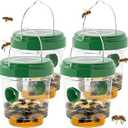 Wasp Traps for Hunting Wasps, Bees, Hornets, Insects, Yellow Jacket Traps, Wasp Trap Catcher, Reusable Solar Powered Hanging for Outdoor, 4 Packs