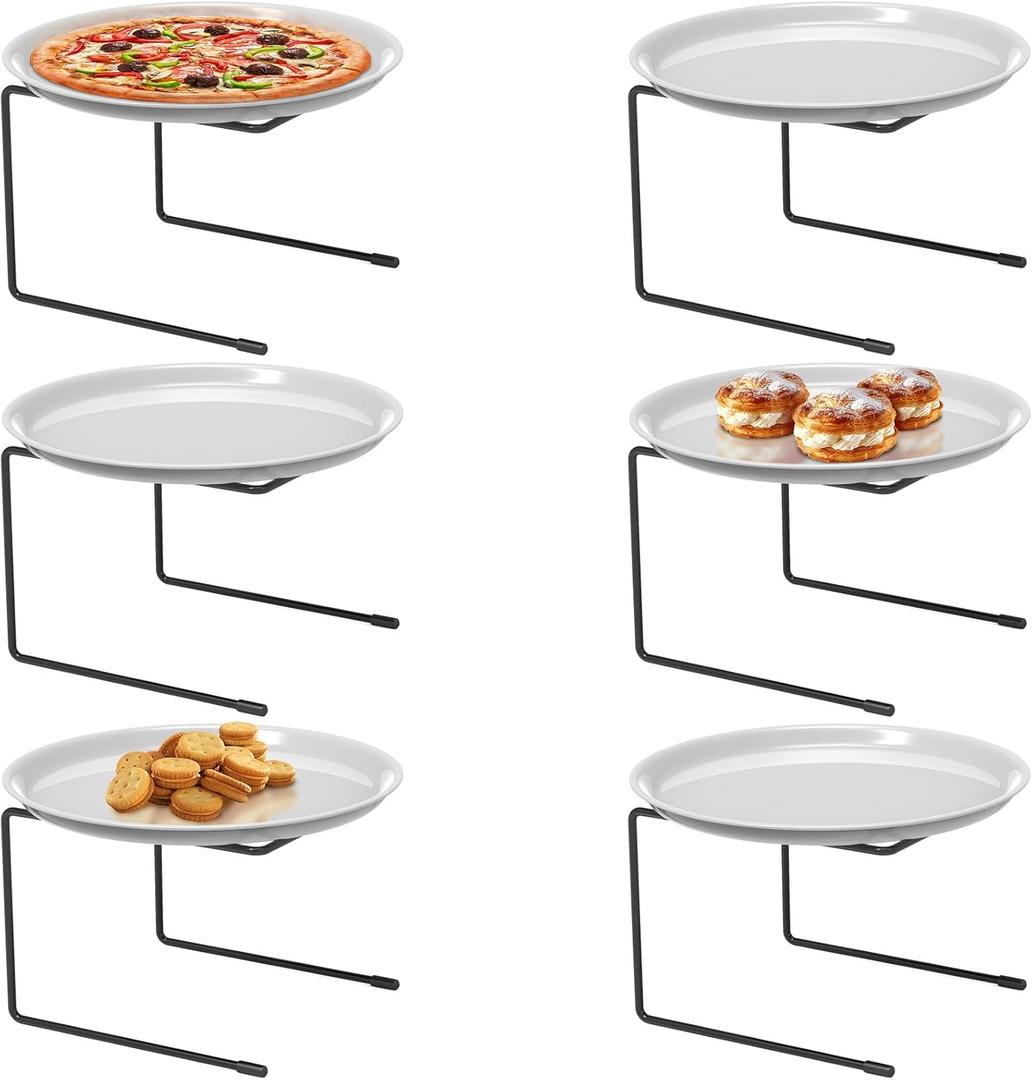 6-Piece Black Metal Pizza Table Stands - Restaurant Pizza Holder and Display Rack