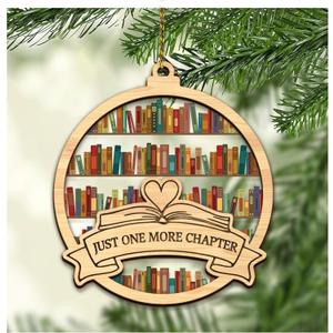 3 x Hyturtle Christmas Just One More Chapter Suncatcher Ornament Tree Decorations, Gifts for Reading Lovers Bookworm Librarian (Bookomc)