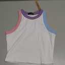 Eadinve Women's Color block Ribbed Tank Tops Crewneck Fitted Cute Sleeveless Racerback Basic Casual Summer Cami Shirts white, Large