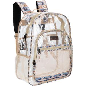 Wrangler Clear Backpack for Girls- Water Resistant Clear Bookbag, Plastic See Through Backpack for Stadium Events and School