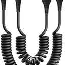 USB C Cable Fast Charging, 2Pack 3ft Coiled USB A to USB C Charge Cable for Car, USB-C Charging Cord Compatible with iPhone 17/16/15/Pro Max/Plus/Samsung Galaxy S20 S10 and More Type C Devices-Black