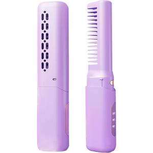 FA FIGHTART Rechargeable Mini Hair Straightener Cordless Heating Comb Iron LCD Display USB Portable Travel Heat Brush