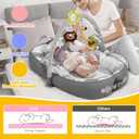 Portable Baby Lounger for Travel,Breathable & Comfortable 100% Cotton Infant Lounger, Baby Nest 0-24 Months Machine-Washable Newborn Lounger Newborn Essentials,Supervised Use