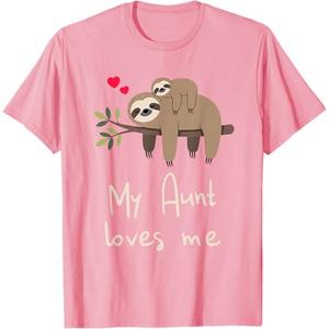 Cute Baby Sloth and Auntie My Aunt Loves Me Youth T-Shirt, S
