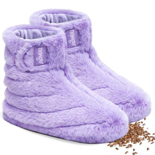 NEWGO Microwaveable Booties Feet Warmers for Women, Heated Foot Warmer with Natural Fillings, Heated Slippers with All-in-One Design for Cold Feet, Foot Stiffness, Plantar Fasciitis, Purple