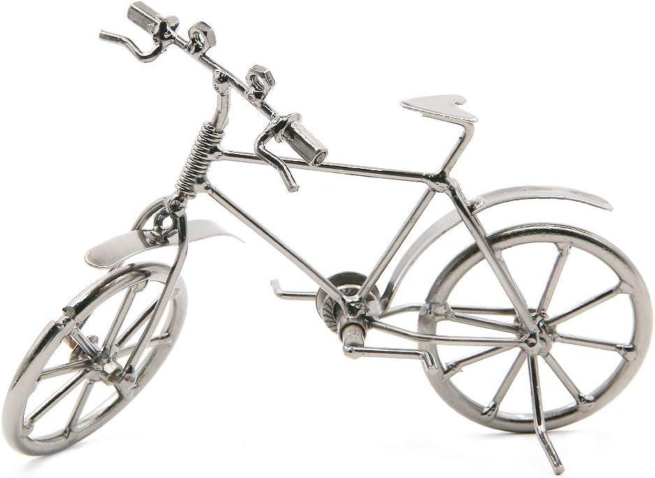 Vintage Metal Bicycle Ornaments Desktop Crafts Ironwork Bike Figurines Bike Miniature Home Decoration for Children Toys Gifts (Grey) (Gray)