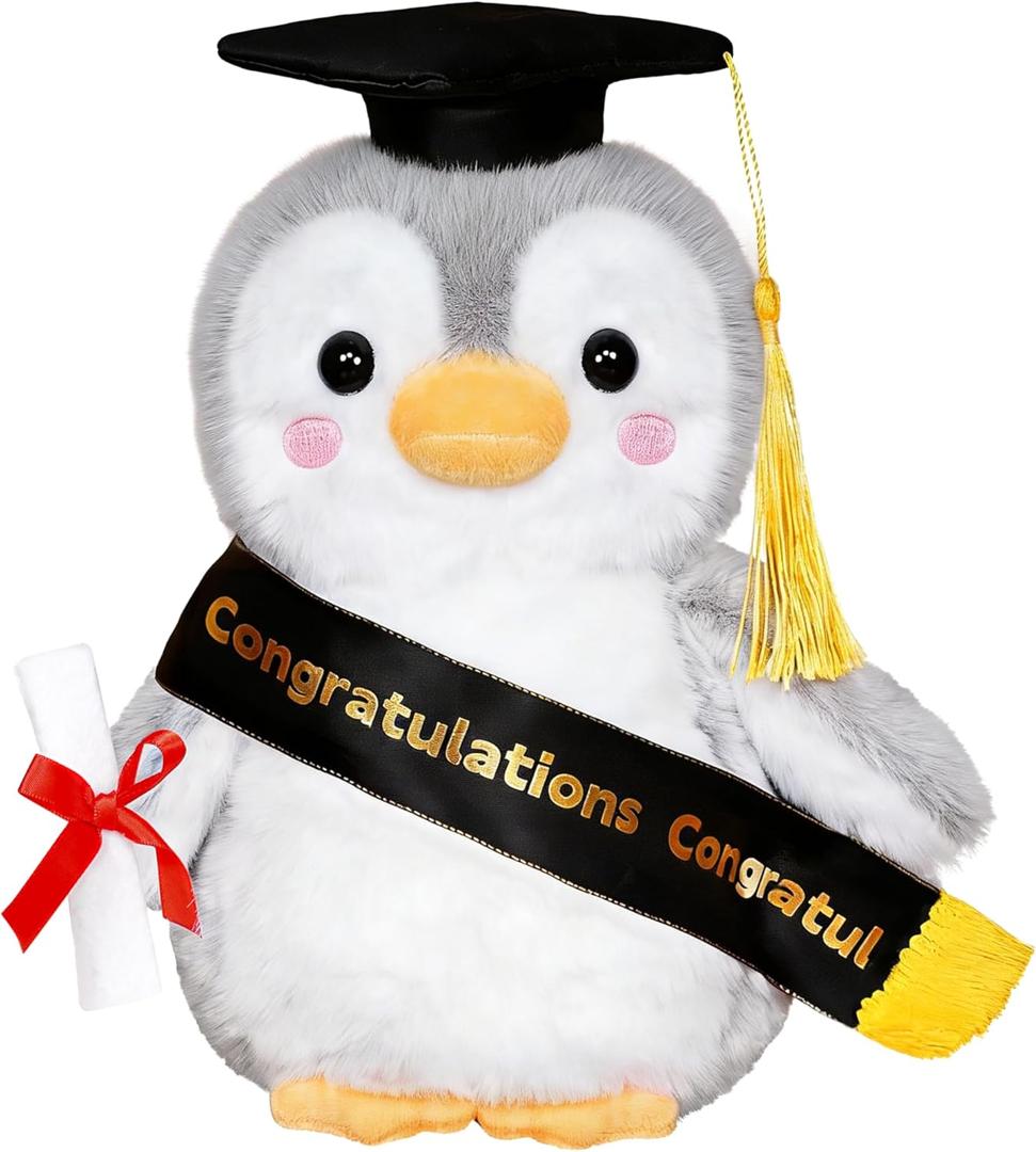 Graduation Decorations 2026 Penguin Plush9.05 Inch Class of 2026 Graduation Plush Penguin Stuffed Animal,Cute Graduation Gifts for Kindergarten, High School, and College Graduates (Penguin)