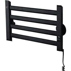 Electric Towel Warmer with Timer,4-Bar Towel Drying Rack,Wall-Mounted Towel Dryer,for Home Bathroom Black,White,48x25cm. (Black Right)