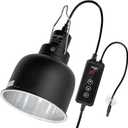 Reptile Light Fixture with Dimming Thermostat, 5.5 Inch Deep Dome Reptile Heat Lamp Fixture with Temperature Controller