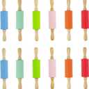 12 Pack Mini Small Rolling Pin 9 Inch Kids Rolling Pin Wooden Handle for Home Kitchen