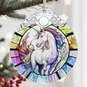 Christmas Ornament, Christmas Decoration, Stained Glass Ornament, Heirloom Keepsakes, Holiday Ornaments, Holiday Presents, Unique Xmas Gifts, Gift Exchange Ornaments, Gift Idea - Unicorn (Unicorn Turning Back)