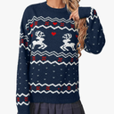 Miessial Women's Knitted Christmas Pattern Sweater Comfy Crewneck Long Sleeve Pullover Sweater S