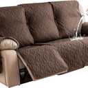 Genina Waterproof Reclining Couch Cover 3 Seat, Recliner Sofa Covers Non-Slip Recliner Couch Cover Furniture Protector with Elastic Straps for Pets, Dogs (Chocolate, Recliner Sofa)