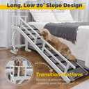 Dog Ramp for Bed or Couch, Wooden Pet Ramp with 20 Gentle Slope, Removable Side Rails, Non-Slip Surface, Top Platform & Wheels, Safe Bed Ramp for Small, Large & Senior Dogs, 74" Long, White