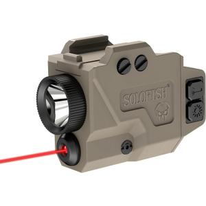 Solofish 800 Lumens Pistol Light and Red Laser Combo, Slidable Tactical Flashlight with Strobe Function Fits Full Size & Compact Guns w/Rail, Magnetic Charging