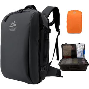 Large Travel Backpack for Men 40L, Water-resistant Carry On Backpack with Rain Cover, TSA Flight Approved 17inch Travel Laptop Backpack Business Rucksack Luggage Suitcase Daypack Weekender Bag, Black