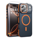 Magnetic 3 in 1 for iPhone 17 Pro Max Case, [OmniDirectional Protection] with 1x Screen Protector + 1x Camera Cover, [Seamless Work with Magsafe] Protective Case for iPhone 17 Pro Max Cosmic Orange