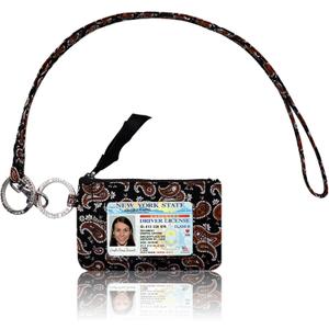 Lanyard with Wallet - Zip ID Case with Lanyard - Lanyard with id Holder - Card Holder Keychain with Zippers -Premium Cotton - Sierra Paisley