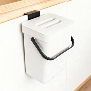 COMTAR Kitchen Waste Bin with Hooks 5L, Indoor Kitchen Sealed Under Sink for Kitchen, Food Waste Bin for Countertop (White)