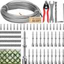 VIVOSUN Wire Trellis Kit with 20 Adjustable Set Holders and 98.4ft Wire Rope, 316 Stainless Steel Espalier Cable Trellis Kit with Adjustable Spacing for Climbing Plants, Vines and Green Wall