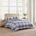Tommy Hilfiger - Twin/Twin XL Comforter Set, Cotton Textured Bedding with Matching Sham, Medium Weight Bed Set, Oeko-TEX Certified (Waterbury Plaid Blue)