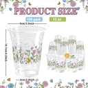 100 Pcs Wildflower Clear Cups 12 oz Plastic Flowers Disposable Drinking Cups Bulk for Spring Groovy Party Floral Baby Shower Birthday Supplies