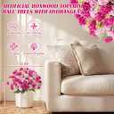 Suncalla 2 Set Magenta Pink Artificial Topiary Ball Trees with Hydrangea Flower, 19.7" UV Resistant Outdoor Artificial Plants with Ground Spike for Planter Front Door Home Indoor Porch Patio Decor